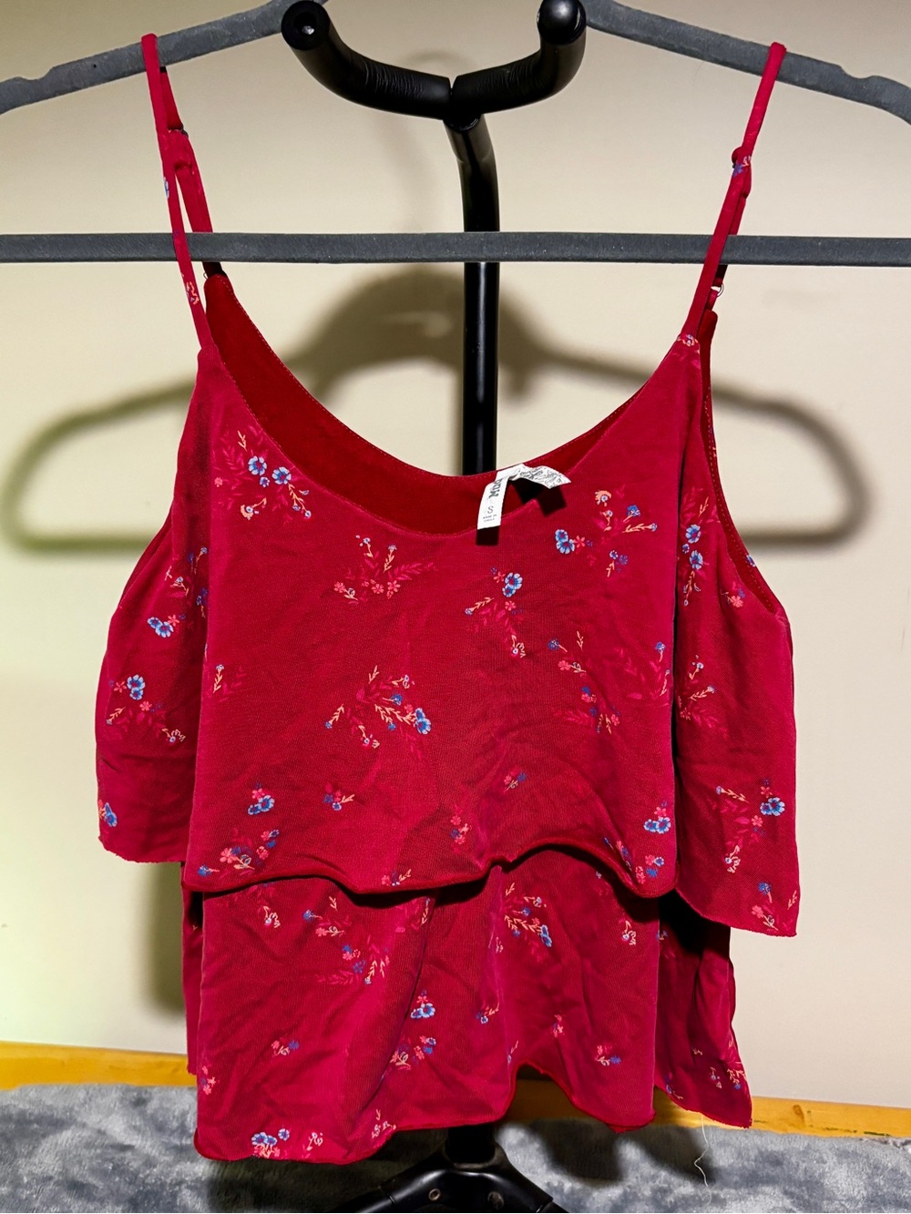 Mudd Red Floral Tiered Spaghetti Strap Camisole